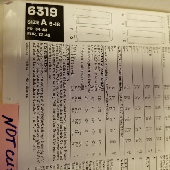✅6319 New Look sewing pattern misses 8 pants - Picture 4 of 4